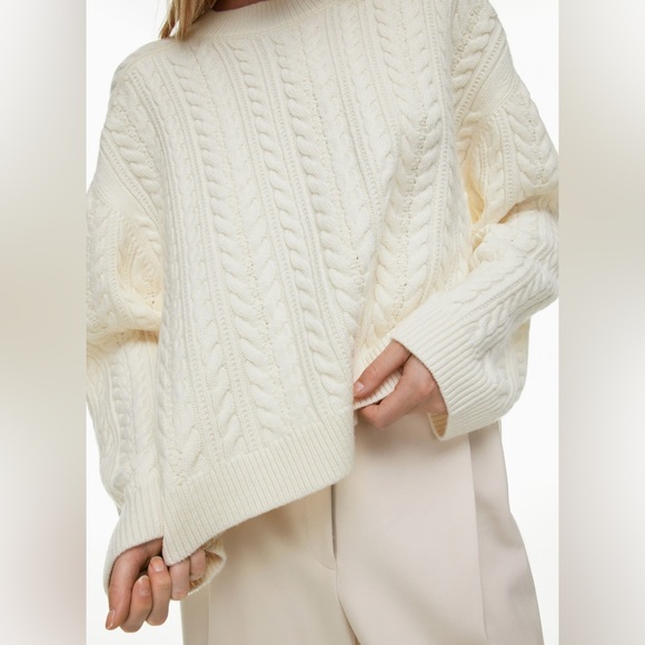 Aritzia The Group Shores Merino Wool Sweater in Vintage White - Picture 2 of 13